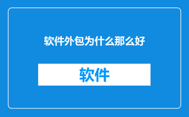软件外包为什么那么好